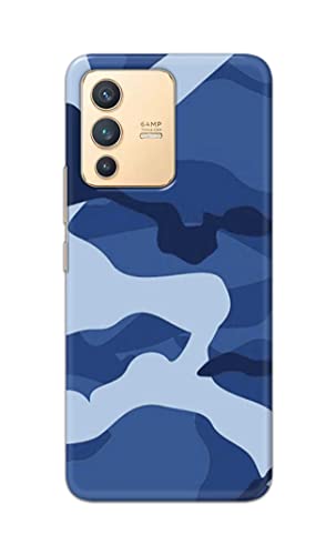 Image of Printed Hard Back Cover Case for Vivo V23 5G Back Cover (Army Blue Pattern) -1302