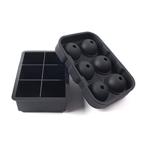 2 Pcs Ice Cube Tray Large Silicone Ice Ball Maker Easy Release Ice Cube Moulds 6 Grids for Drinks Cocktails Whiskey Jucie Cover