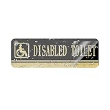 Acrylic Disabled Toilet Sign with Raised Gold Text and International Symbol 9x3 Inch Self Adhesive Sticker for Accessible Restroom Door Wall Office Business Home ADA Compliance