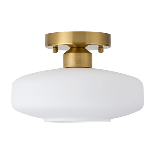 HUAWIYA Modern Ceiling Light,10.24 inch,Milk White Glass Shade,Gold Finish by HUAWIYA - Used condition - Image 2