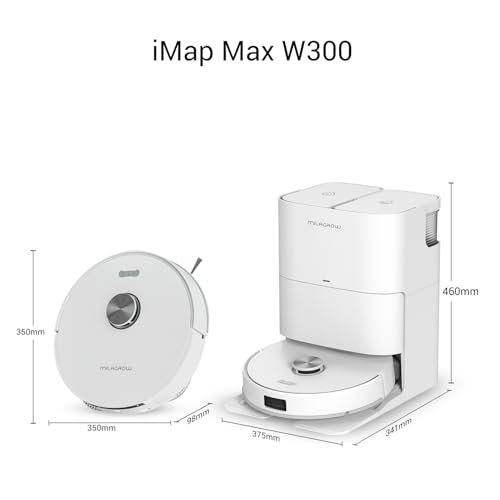 Image of MILAGROW iMap Max W300 ECO All in One Robot Vacuum & Mop 24000Pa Suction, 3.5 L Self Empty Dust Bag, Tangle-Free 2.0 Technology, Self Washing & Drying Mop, 5200 mAh Battery, App /Alexa (White)
