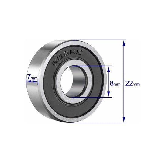 yamaso 20 pcs 608 2rs ball bearings  bearing steel and double rubber sealed miniature deep groove ball bearings 8mm x 22mm x 7mm
