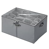 PLUMGEAN 16-Cell Shoe Organizer for Closet (1-Pack) | Large Collapsible Fabric Cube Storage Boxes with Clear Cover | Fits up to 8-16 Pairs Sandals/Sneakers | Space-Saving for Bedroom & Small Spaces