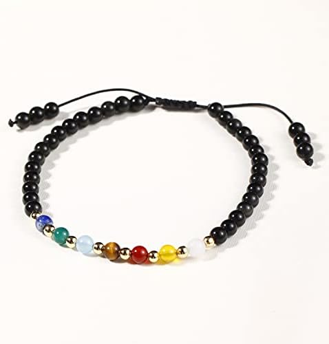Jewboo 7 Chakra Bracelets for Women Real Stone Lucky Rope Crystal Bead Bracelet Crystals and Healing Stones Jewelry Birthday Gifts