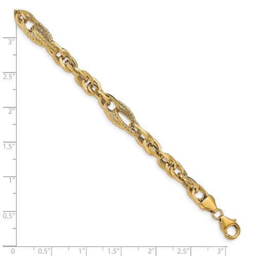 Diamond2Deal Solid 14k Yellow Gold Diamond Cut Fancy Link Bracelet4