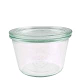 6 Weck Einkochgläser Sturzform / Sturzglas 1/4 Liter RR100 mit Glasdeckel, im Original Weck Karton (Mit Glasdeckel)