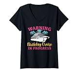 Womens Girls Trip Birthday Trip Warning Birthday Cruise In Progress V-Neck T-Shirt
