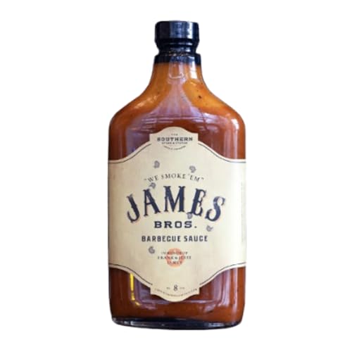 James Bros BBQ Sauce – 8 fl oz – Sweet & Smoky Southern Barbecue by Southern Steak & Oyster – Brown Sugar, Chili & Black Pepper Blend
