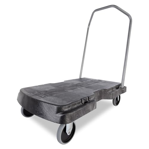 Rubbermaid Commercial Products Triple Trolley Folding Handle Dolly/Cart/Platform Truck with wheels, 500 lbs Capacity, for Moving/Warehouse/Office
