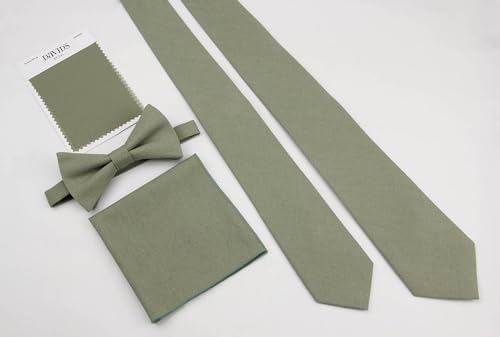 Image of Mens Solid Linen Ties - Slim Pattern Necktie for Men Wedding Groomsmen