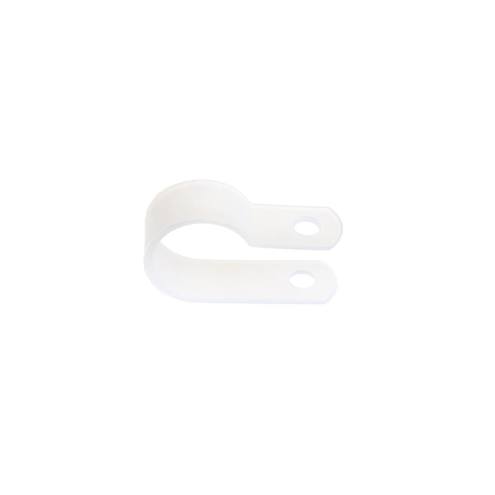 50 clips de plástico P negros para manguera, cable tipo R, abrazadera de cable de nailon, accesorios eléctricos (blanco, 6,4 mm)
