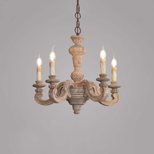 Lustre de style ferme français en bois pour éclairer un salon sombre