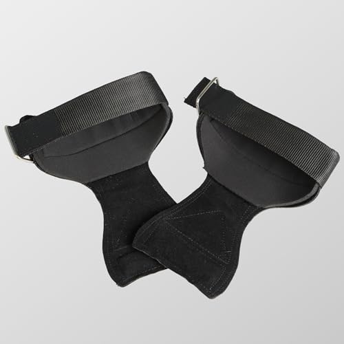 Image of Palm Leather weight lifting Straps(pair) anti-slip suede, neoprene padded gym straps for back /pull exercises (Black)