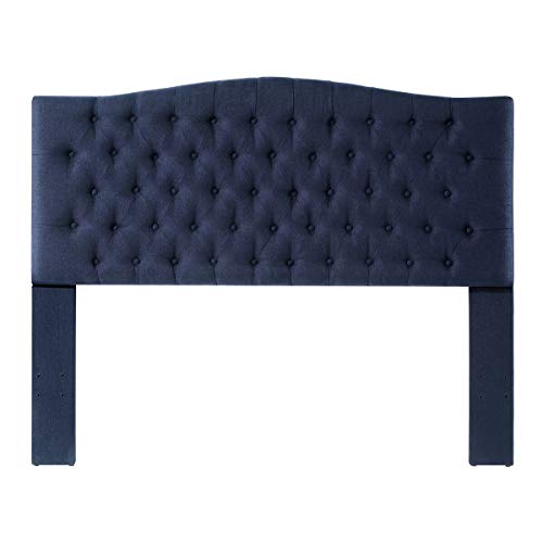 24Kf Linen Upholstered Tufted Button Queen Headboard And Comfortable Fashional Padded Queen/Full Size Headboard- Navy Blue #TOP3