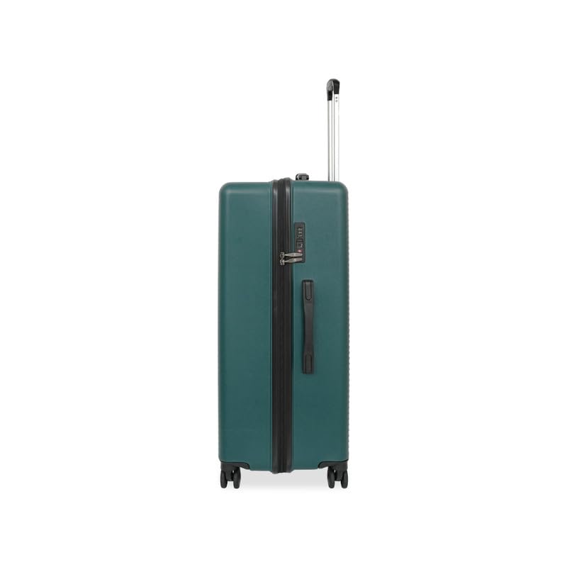 Image of United Colors of Benetton Mid-Size Hard Luggage Glide - Dark Green | PC Check-in Trolley Bag | TSA Lock & 360 Spinner Wheels Suitcase | Telescopic Handle | Water Resistance | 65cm | 72L Capacity