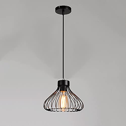 Lámpara de techo retro con altura ajustable de metal negro