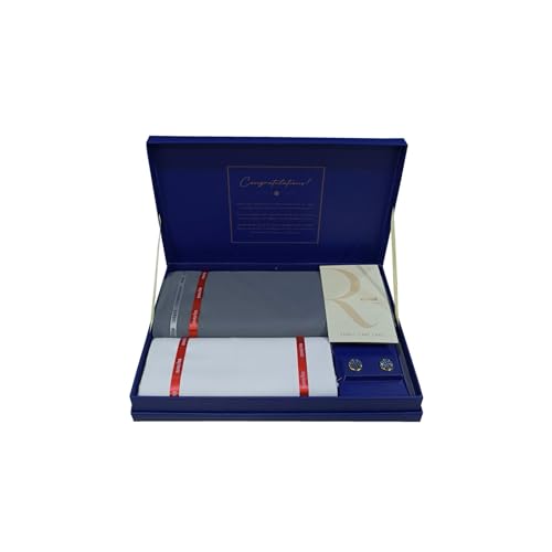 Image of Raymond Men's Unstitched 3.25 Meters Suit Fabric Set with Cufflinks and 1.7 Meters Shirt Piece (Multicolour, All Weather Fabric,Attractive Box,Premium Fabric)
