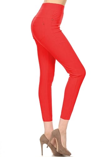Image of Leggings Depot Women's Cotton Blend Stretch Pull-on Jeggings Casual Pants with Pockets (Available in Plus Size)
