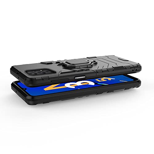 Image of Pikkme Samsung Galaxy M32 5G Back Cover | D5 Tough Armor Bumper | 360 Protection Case | Ring Holder Stand Case for Samsung Galaxy M32 5G (Black)
