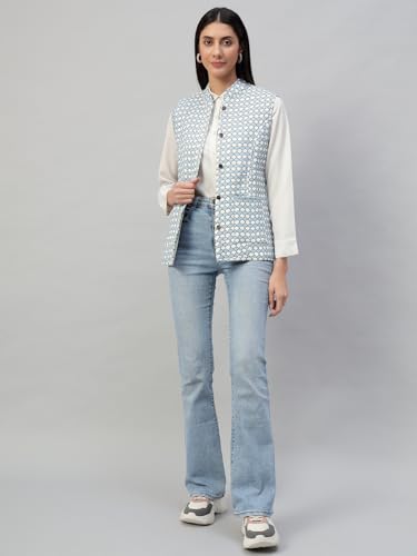 Image of Ravaiyaa - Attitude is everything Women's Floral Printed Reversible Quilted Jacket Coat Blazer Jacket Sleeve Less Waistcoat