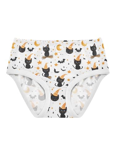 ZZKKO Black Bat Cat Orange Star Girls Underwear Toddler Panties for Girls Comfort Brief Size 2T