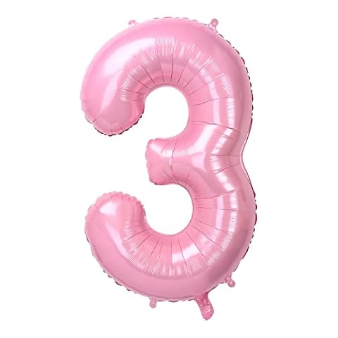 Dbmoon 40 Inch Large Foil Balloon Number 3 Pink, Number Balloon 0-9, Helium Balloons Numbers for Girls Boys Birthday Decoration/Anniversary Decoration/Celebration Balloons Decorations (Pink#3) Cover