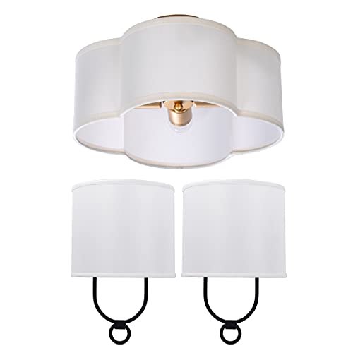 Viluxy Item Fabric Drum Ceiling Light Fixture And Item Fabric Wall Sconces Bundle #TOP27