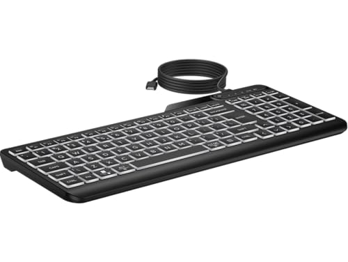 HP 405 Multi-Device Backlit Wired Keyboard (7N7C1UT) - Cable...