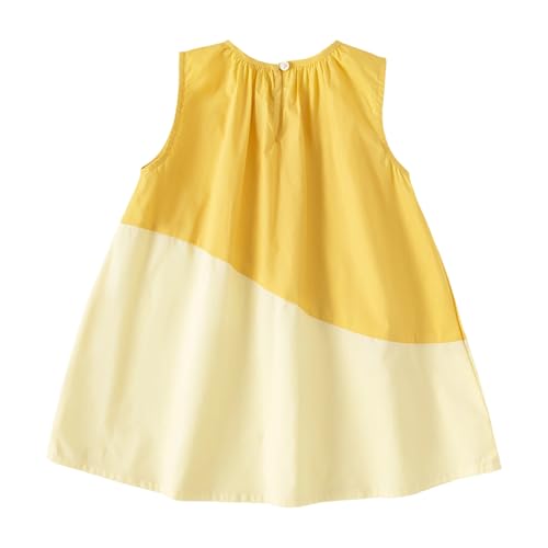 Baby Girls Summer Sleeveless A Line Dress Cotton Color Block Beach Sundress4