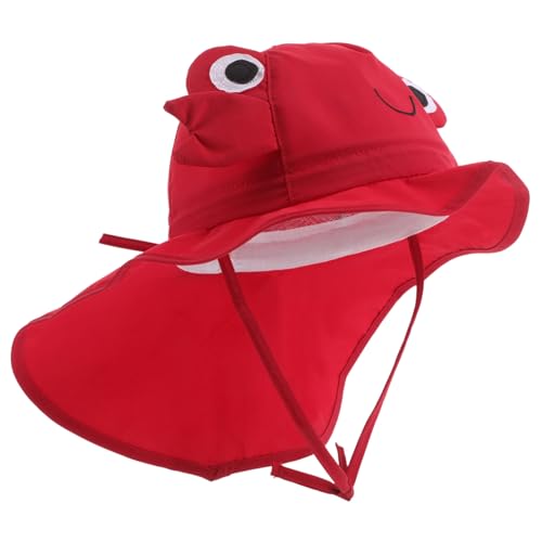 BESPORTBLE Wide Brim Sun Hat with Neck Flap UV Protection Quick Dry Bucket Hat for Years Cute Crab Design for Beach Hiking and Outdoor Fun Red