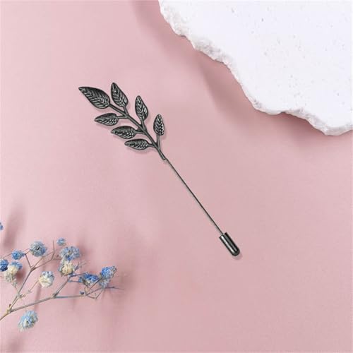 Image of coadipress Gentlemen Gold Silver Leaf Brooches Simple Elegant Retro Double Leaf Collar Pin Brooch Gold Silver Plant Leaves Brooches