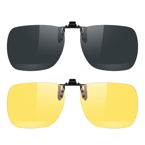 Image of MERRY'S Polarized Clip on Sunglasses Flip Up Metal Clip Attachments for Prescription Glasses