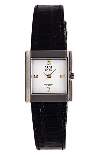 OSCO titanium dameshorloge analoog kwarts met lederen armband 2965