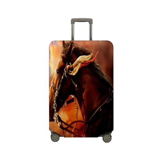 Stampa 3D Elastica Proteggi Valigia Suitcase Luggage Cover Lavabile Coperchio di Protezione Antipolvere Copertura Viaggio Bagagli Coprire cavallo marrone 3L 26-28 pollici