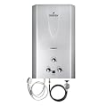 Marey Gas Tankless Water Heater - 16L 4.2 GPM Liquid Propane Water Heaters for Outdoor Use with LED Display - Off Grid Water Heater, 19.3"W x 28"H, Silver