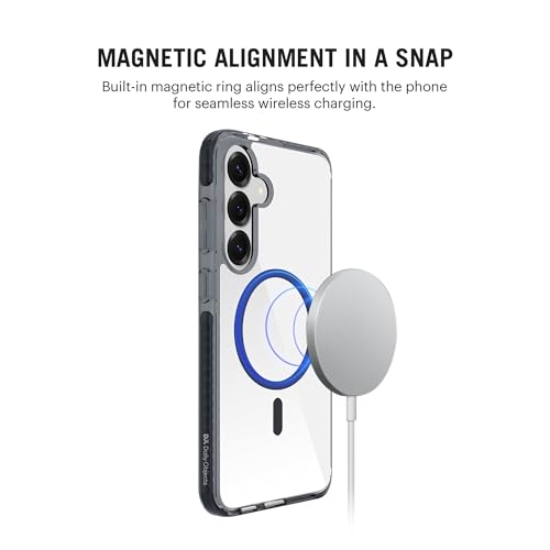 Image of DailyObjects Black Stride Clear Case Cover Compatible with Samsung Galaxy S25 Plus | Wireless Charging Slim Back Cover | 2 Layer Edge Protection & Shockproof