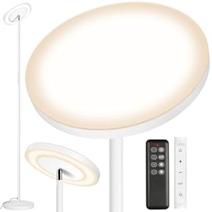 OUTON Vloerlamp, led, dimbaar, 30 W, 3.000 lumen, moderne vloerlamp, traploos, met 4 kleurtemperaturen, afstandsbediening en touch-bediening, 1-uurs timer, voor woonkamer, slaapkamer, kantoor