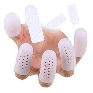 Tondiamo 20 Pieces Silicone Finger Cots Protectors Caps with Holes for Wound, Breathable Cots Finger Cover Sleeves for Cracking, Eczema, Trigger, Blisters, Corn, Broken Toe(White)