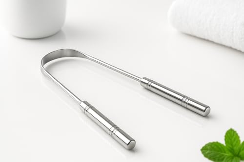 Image of Tongue Cleaner for Adults [3 Pcs] | Stainless Steel | Rust Free Tongue Scraper | Removes bad breath | Ideal for oral hygiene | Carefully designed | U-shaped (3)