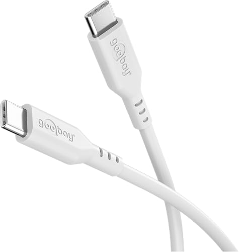 goobay Câble USB-C vers USB-C en silicone 1,5 m, blanc -Charge rapide 60 W PD, transfert de données 480 Mbit/s, flexible, anti-emmêlement, pour smartphones, ordinateurs portables, consoles, etc.