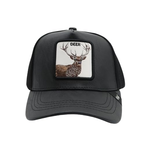 Image of kill off Leather Baseball Cap Panther Patch Cap Trucker for Men Snapback Mesh Animal Patch Hat Men's Black Djustable Baseball Hat Streetwear Fashion Hat
