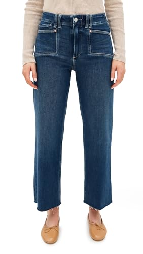 PAIGE Women's Anessa with Set in Pockets + Raw Hem Jeans