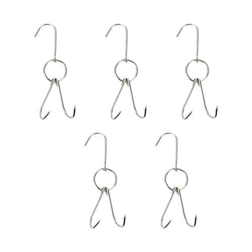 Sscon 5 Pcs Smoker Meat Hook Roast Duck Hooks Double Meat Stainless Steel Utility Hook For Cooking Bbq Grill Hanger, 5 Mm Hook Thickness #TOP12