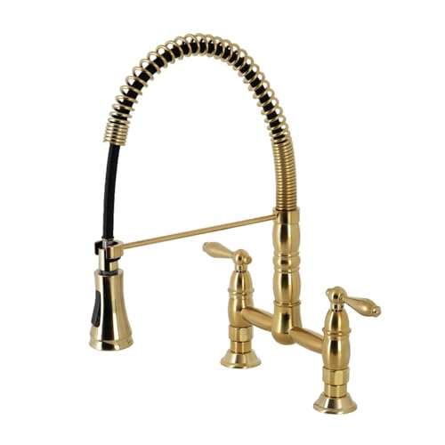 GS1277AL Heritage Pull-Down Sprayer Kitchen Faucet, Brushed Brass, 14.13 x 10 x 18.75