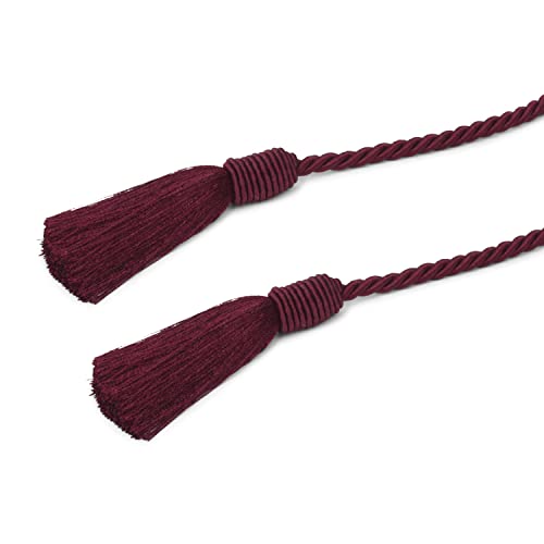 Image of 4 Pack Curtain Tiebacks Handmade Decorative Curtain Holdbacks Rope with Tassel - Burgandy