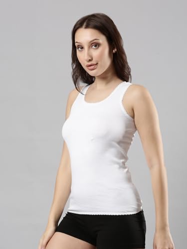 Image of Femmora Body Hugging Camisole, Solid, Soft and Comfortable Cotton Fabric with Scallop lace and Broad Shoulder, for Women,Pack of 1