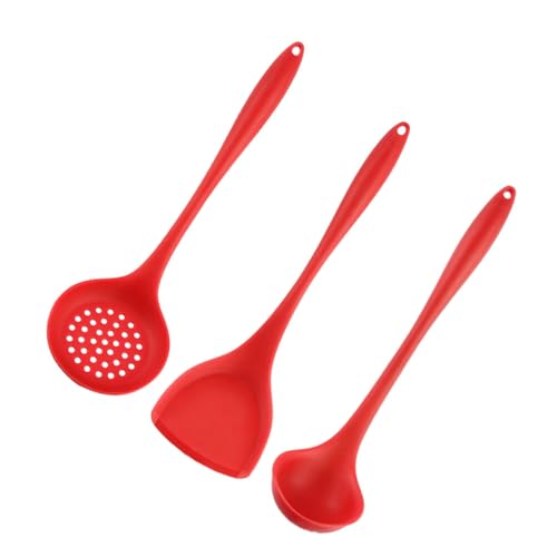 TOYANDONA Juego de Utensilios de Cocina de Silicona Antiescaldaduras Batería de Cocina Colador y Cucharón Antideslizante Resistentes al Calor para Uso Diario