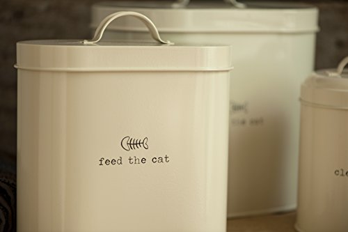 Premier Housewares Haustierfutter-Aufbewahrungsdose mit Löffel, Metall, cremefarben, 2.8 Litre