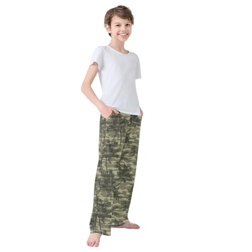 Boys' Pants Camouflage Thropical Palm Leaf Long Bottoms Jogger Pants Elastic Waist Trousers with Pockets S-XL4