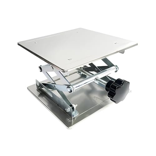 iDili Stainless Steel Manual Lift Table Laboratory 85-280mm Height Adjustable Miniature Lifting Platform 200x200mm Load 15KG
